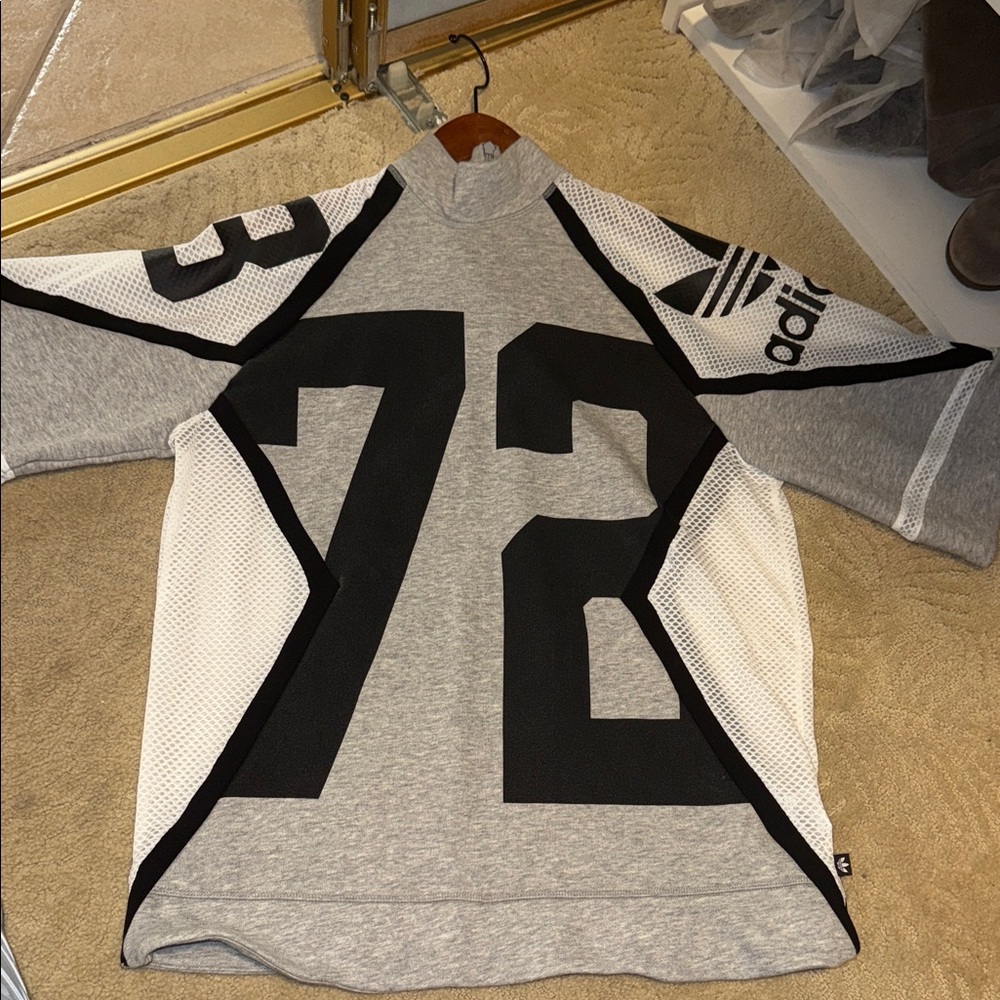 Adidas Men's Gray, Black, and White Jersey